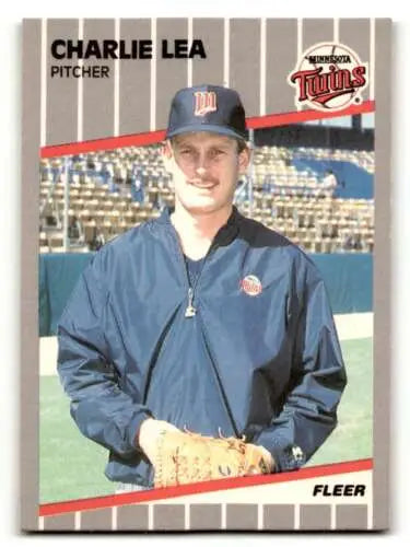 Original gloss Charlie Lea Minnesota baseball card from 1989 Fleer series