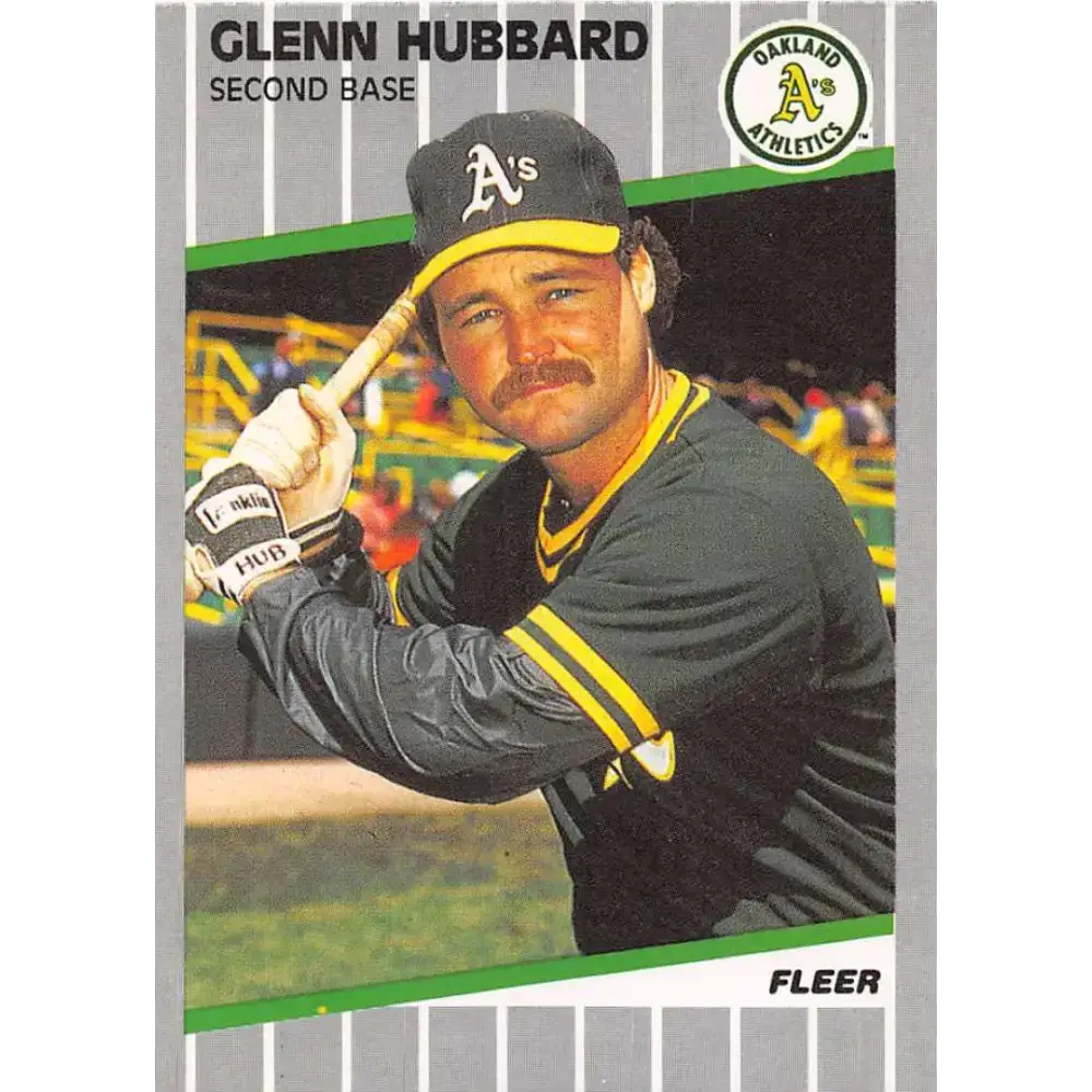 1989 Fleer #12 Glenn Hubbard EX Excellent Oakland Athletics Baseball Card - Baseball Card Single