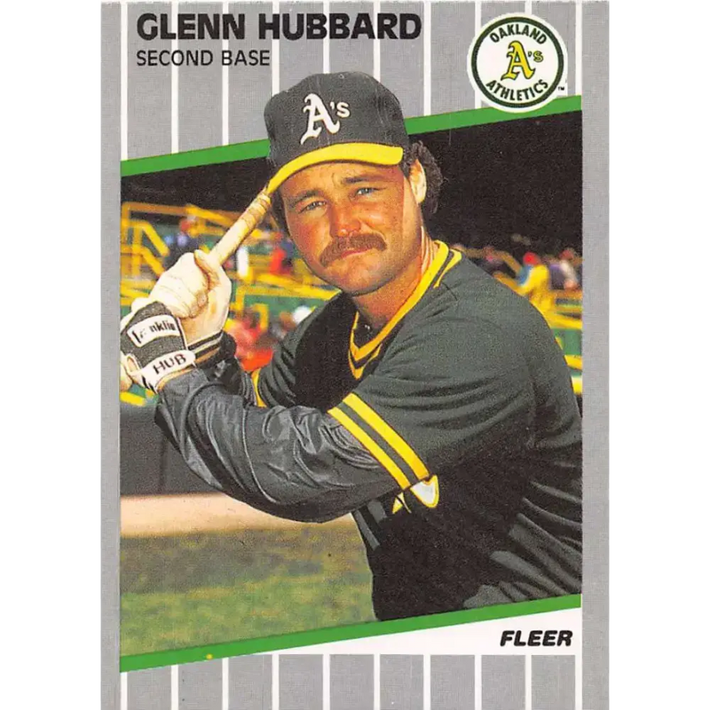 1989 Fleer #12 Glenn Hubbard EX Excellent Oakland Athletics Baseball Card - Baseball Card Single