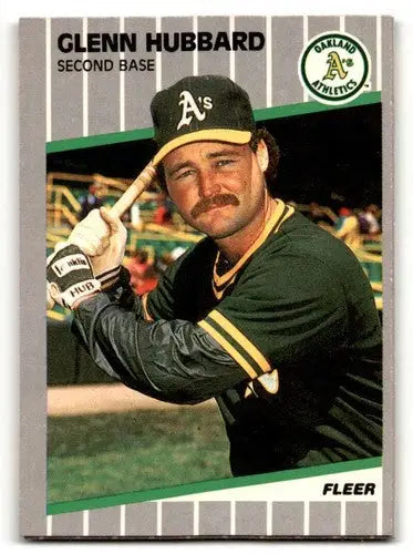 Glenn Hubbard Oakland baseball card from 1989 Fleer #12 Oakland Athletics baseball card