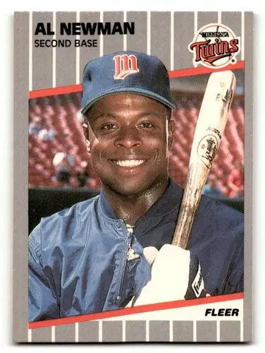 Original gloss Al Newman Minnesota Twins baseball card from 1989 Fleer NM Near Min