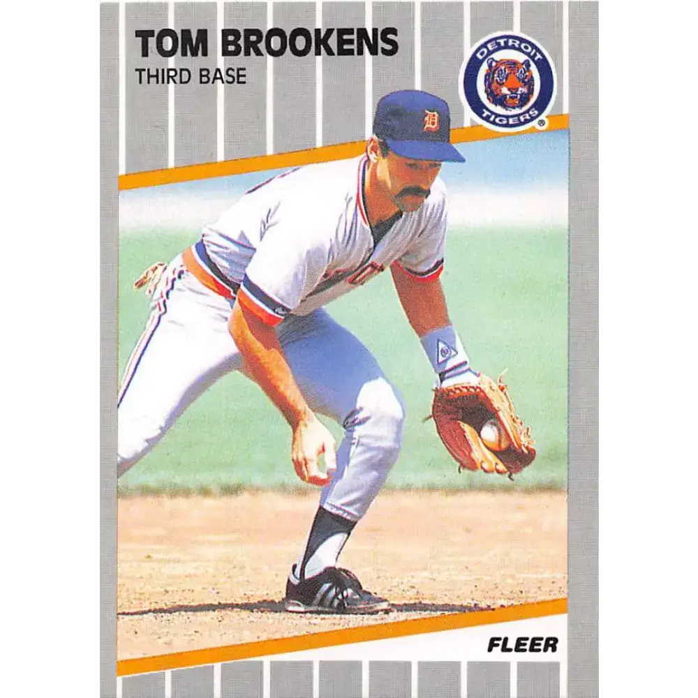 1989 Fleer #130b Tom Brookens EX Excellent Detroit Tigers Baseball Card - Baseball Card Single