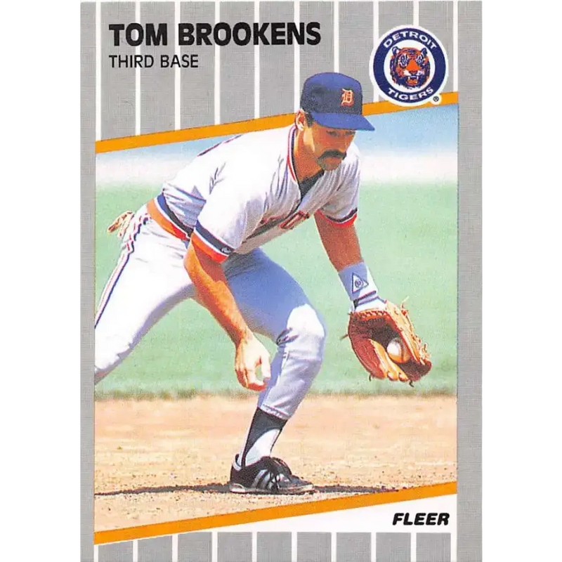 1989 Fleer #130b Tom Brookens EX Excellent Detroit Tigers Baseball Card - Baseball Card Single