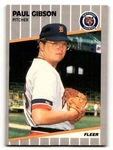 Original gloss Paul Gibson Detroit baseball card from 1989 Fleer #131 featuring Gibson Detroit Tigers