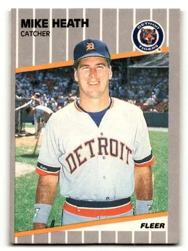 1989 Fleer Mike Heath Detroit Tigers baseball card, NM near mint condition