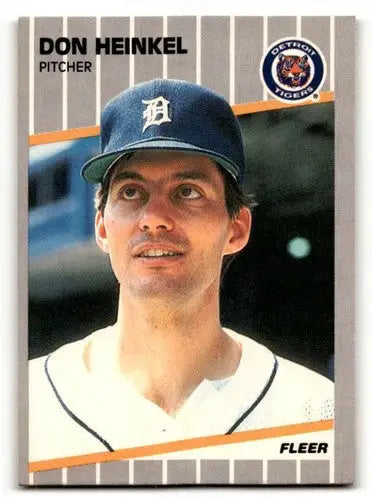 Original gloss Don Heinkel Detroit Tigers baseball card 1989 Fleer #133 Near MI