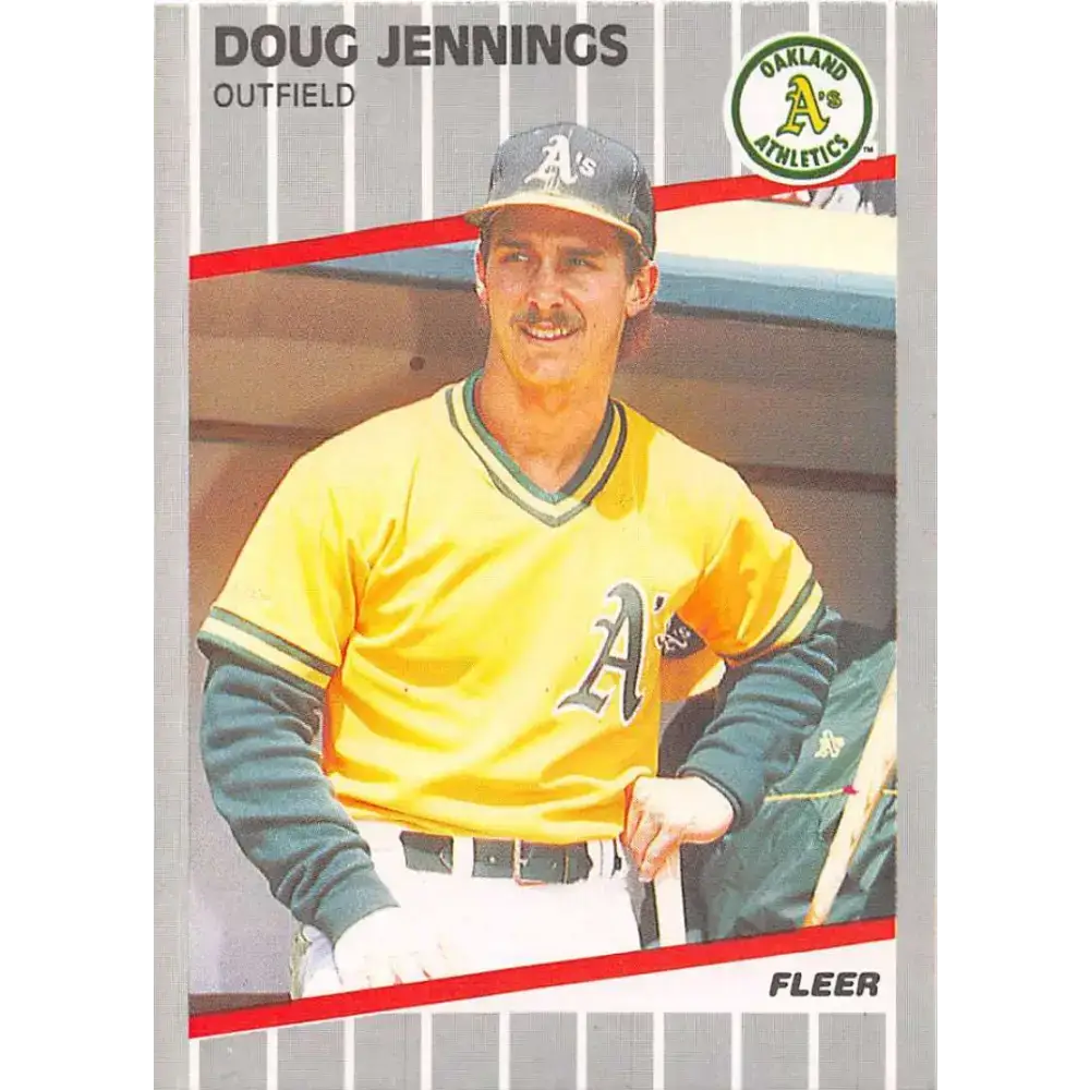 1989 Fleer #14 Doug Jennings EX Excellent RC Rookie Oakland Athletics Baseball Card - Baseball Card Single