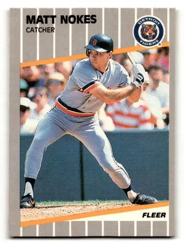 Matt Nokes Detroit Tigers baseball card from 1989 Fleer #140 in NM near mint condition