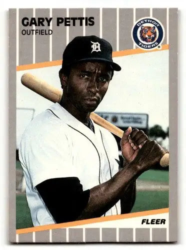Original gloss 1989 Fleer Gary Pettis Detroit Tigers baseball card NM near mint