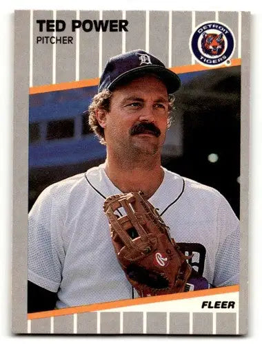 Original gloss Ted Power Detroit Tigers baseball card from 1989 Fleer #142