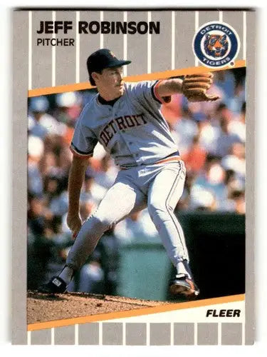 Jeff Robinson Detroit Tigers baseball card from 1989 Fleer #143 with near mint condition