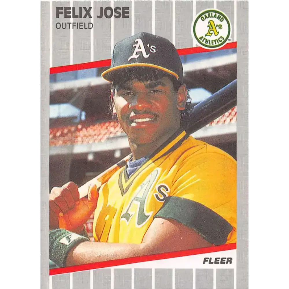 1989 Fleer #15 Felix Jose EX Excellent RC Rookie Oakland Athletics Baseball Card - Baseball Card Single