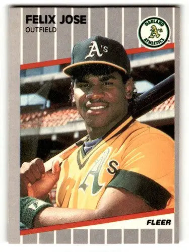 1989 Fleer Felix Jose Oakland Athletics baseball card with original gloss NM near mint