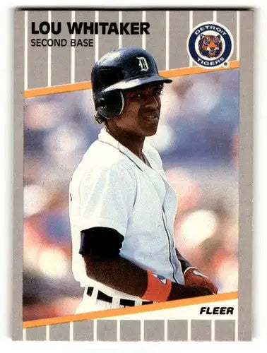 Louis Whitaker Detroit Tigers baseball card from 1989 Fleer series, Near Mint condition