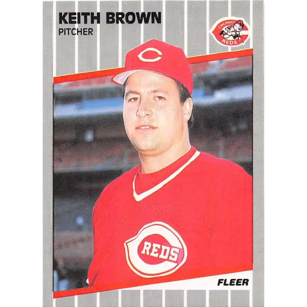 1989 Fleer #154 Keith Brown EX Excellent RC Rookie Cincinnati Reds Baseball Card - Baseball Card Single