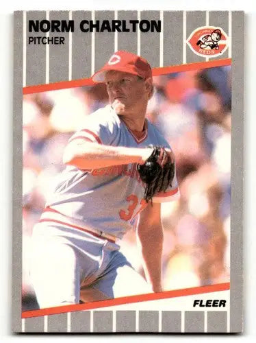 1989 Fleer Norm Charlton Cincinnati Reds baseball card with original gloss near ID 60648