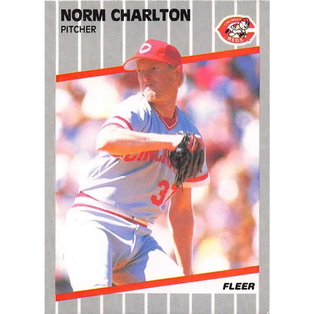 1989 Fleer #155 Norm Charlton EX Excellent RC Rookie Cincinnati Reds Baseball Card - Baseball Card Single