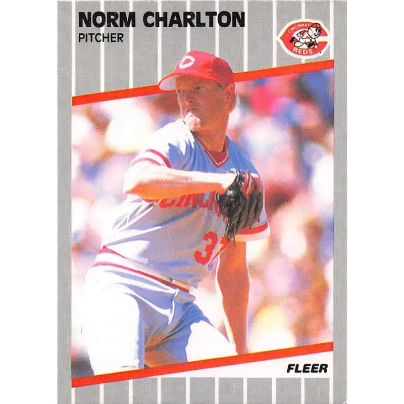 1989 Fleer #155 Norm Charlton EX Excellent RC Rookie Cincinnati Reds Baseball Card - Baseball Card Single