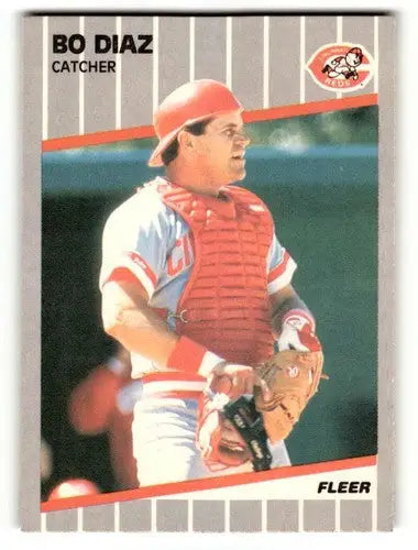 1989 Fleer Bo Diaz Reds baseball card with original gloss from Reds baseball cards collection