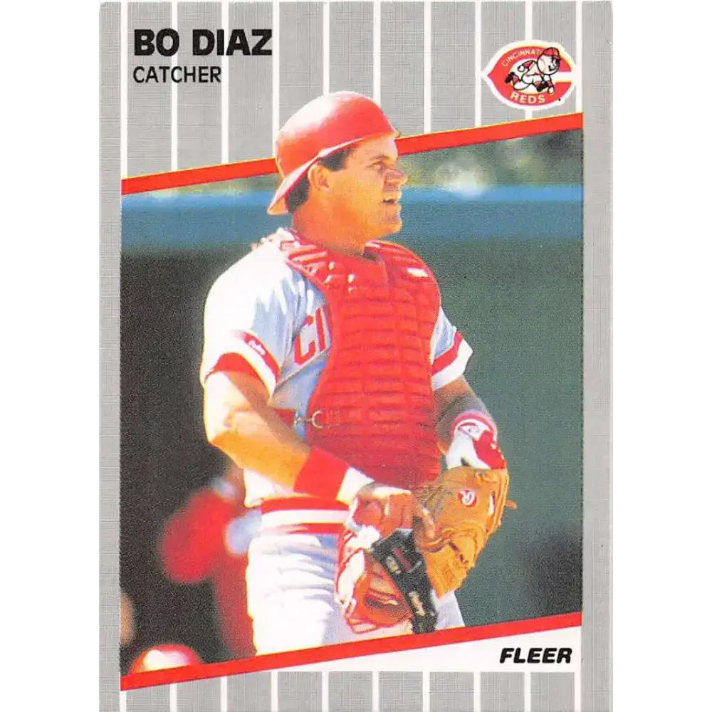 1989 Fleer #159 Bo Diaz EX Excellent Cincinnati Reds Baseball Card - Baseball Card Single