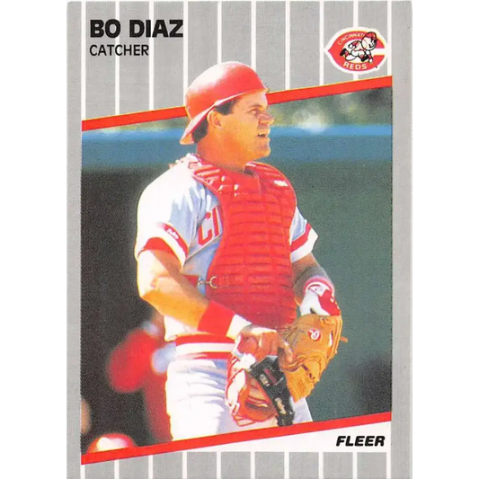 1989 Fleer #159 Bo Diaz EX Excellent Cincinnati Reds Baseball Card - Baseball Card Single