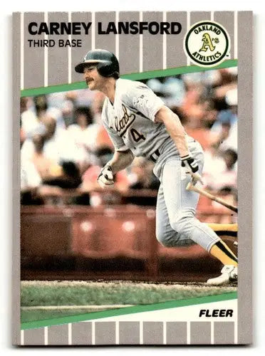 Original gloss Carney Lansford Oakland Athletics baseball card from 1989 Fleer NM N