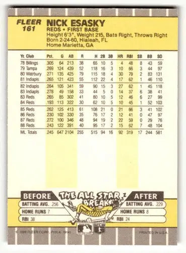 Nick Esasky Cincinnati Reds baseball card from 1989 Fleer series