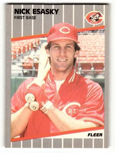 Nick Esasky Cincinnati Reds baseball card from 1989 Fleer #161, NM near M
