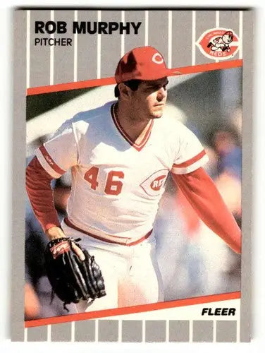 Original gloss Rob Murphy Cincinnati baseball card from 1989 Fleer #165Murphy Cincinnati Reds