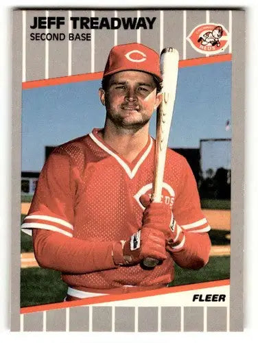 1989 Fleer Jeff Treadway Cincinnati Reds baseball card with original gloss near ID 54315