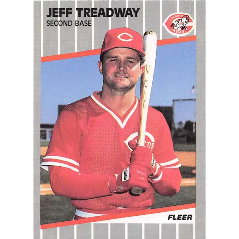 1989 Fleer #173b Jeff Treadway EX Excellent Cincinnati Reds Baseball Card - Baseball Card Single