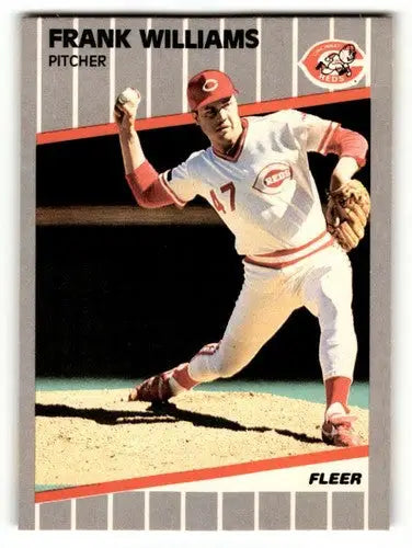Original gloss Frank Williams Cincinnati Reds baseball card from 1989 Fleer product