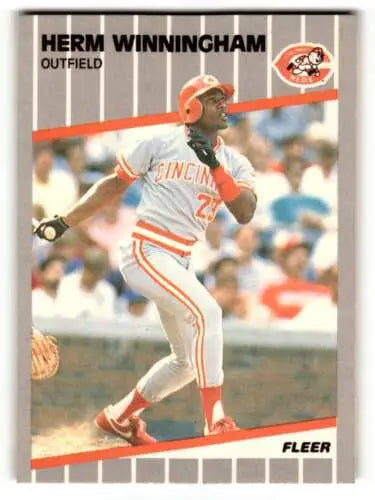 Herm Winningham Cincinnati Reds baseball card from 1989 Fleer #175, NM condition