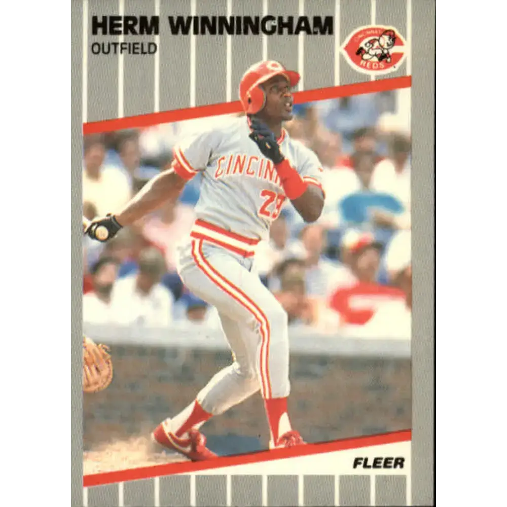 1989 Fleer #175 Herm Winningham EX Excellent Cincinnati Reds Baseball Card - Baseball Card Single