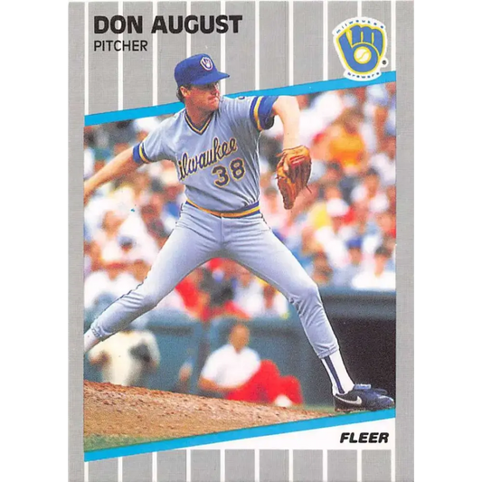 1989 Fleer #177 Don August EX Excellent Milwaukee Brewers Baseball Card