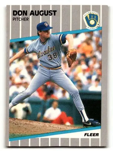 Don August Milwaukee Brewers baseball card from 1989 Fleer #177 in EX/NM condition