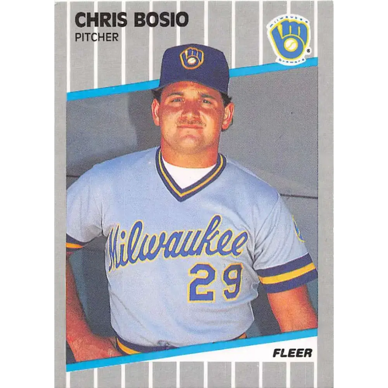 1989 Fleer #179 Chris Bosio EX Excellent Milwaukee Brewers Baseball Card - Baseball Card Single