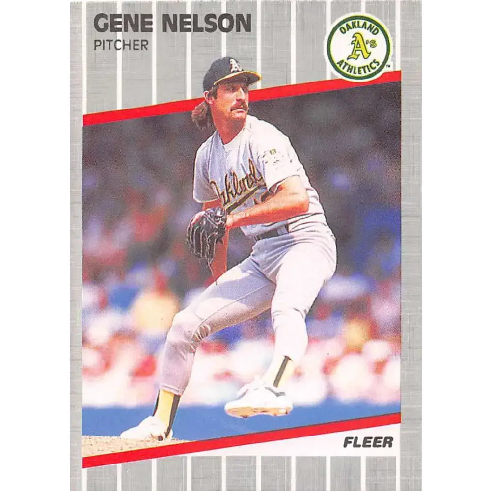 1989 Fleer #18 Gene Nelson EX Excellent Oakland Athletics Baseball Card - Baseball Card Single