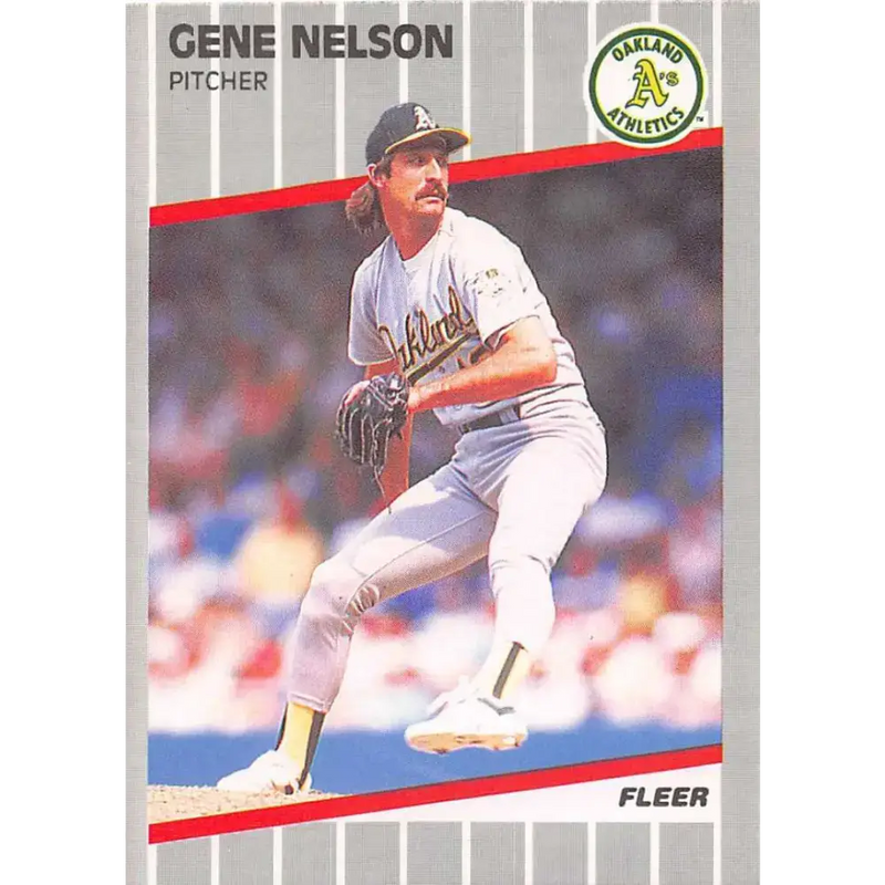 1989 Fleer #18 Gene Nelson EX Excellent Oakland Athletics Baseball Card - Baseball Card Single
