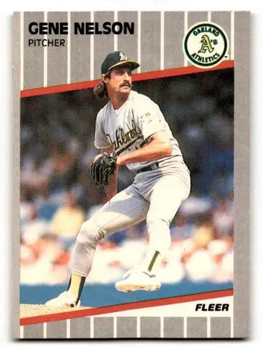 Gene Nelson Oakland baseball card from 1989 Fleer series featuring Oakland Athletics player