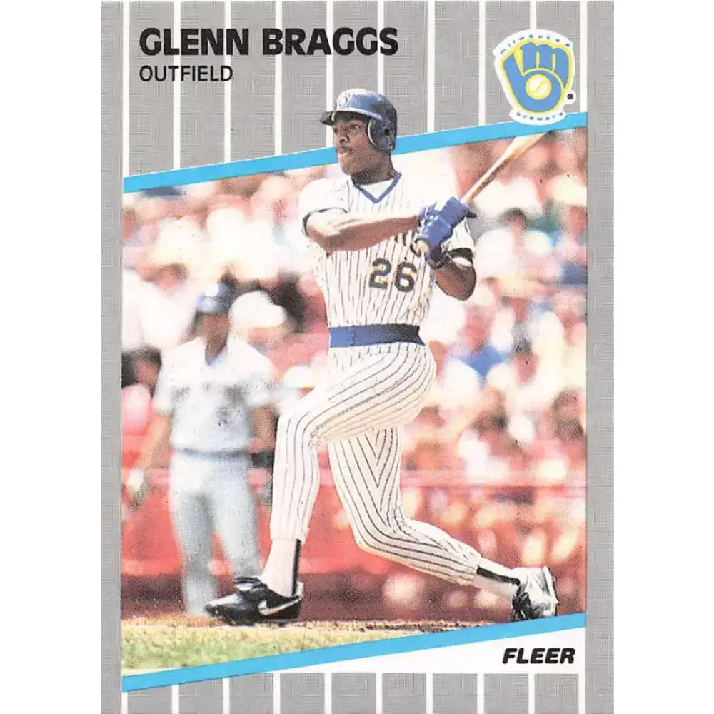 1989 Fleer #180 Glenn Braggs EX Excellent Milwaukee Brewers Baseball Card - Baseball Card Single