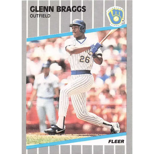 1989 Fleer #180 Glenn Braggs EX Excellent Milwaukee Brewers Baseball Card
