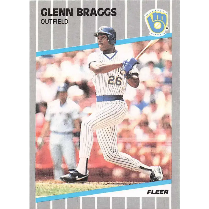 1989 Fleer #180 Glenn Braggs EX Excellent Milwaukee Brewers Baseball Card - Baseball Card Single