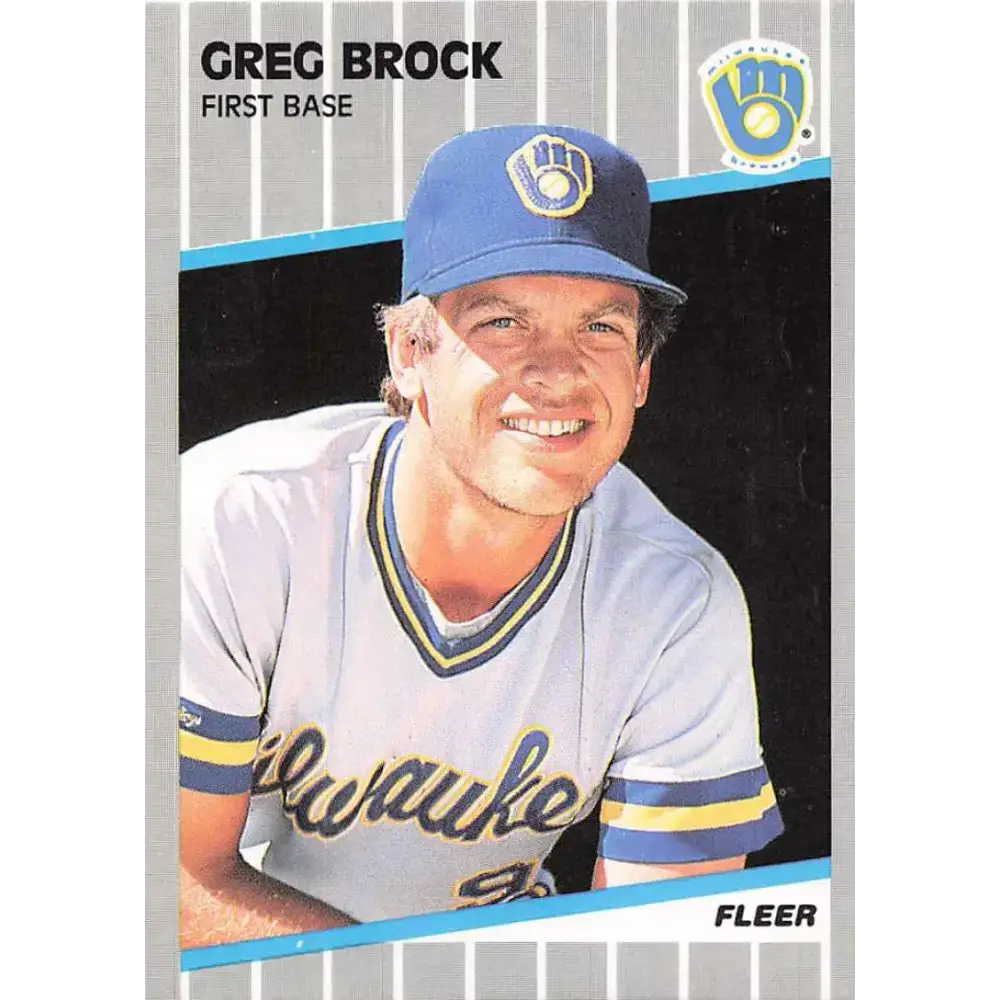 1989 Fleer #181 Greg Brock EX Excellent Milwaukee Brewers Baseball Card