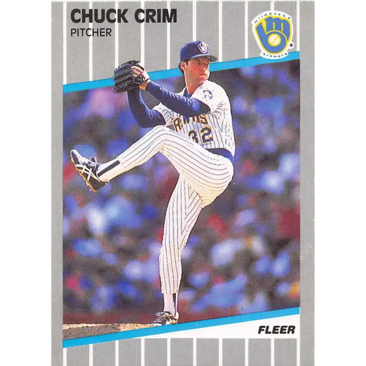 1989 Fleer #183 Chuck Crim EX Excellent Milwaukee Brewers Baseball Card