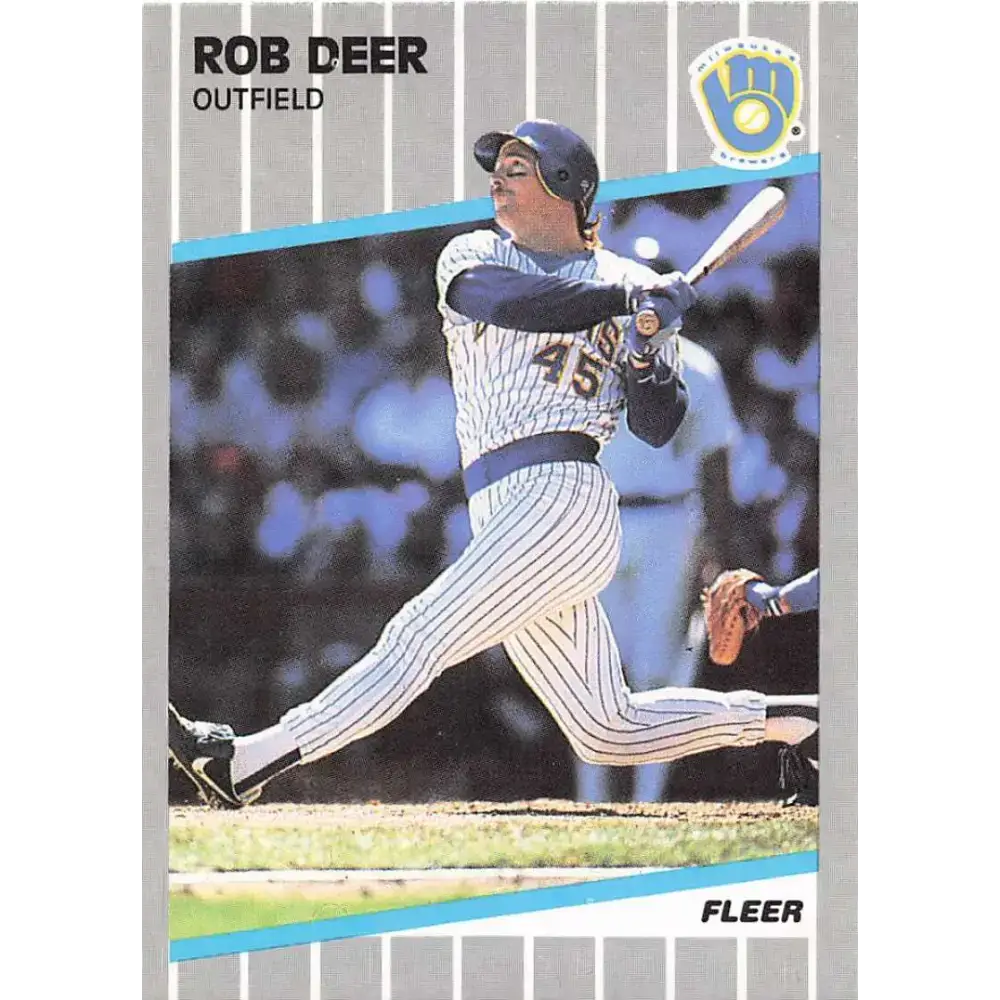 1989 Fleer #184 Rob Deer EX Excellent Milwaukee Brewers Baseball Card - Baseball Card Single
