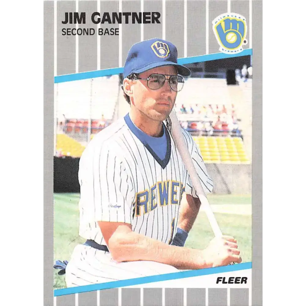 1989 Fleer #186 Jim Gantner EX Excellent Milwaukee Brewers Baseball Card - Baseball Card Single