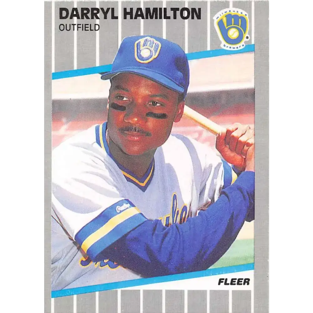 1989 Fleer #187 Darryl Hamilton EX Excellent RC Rookie Milwaukee Brewers Baseball Card - Baseball Card Single