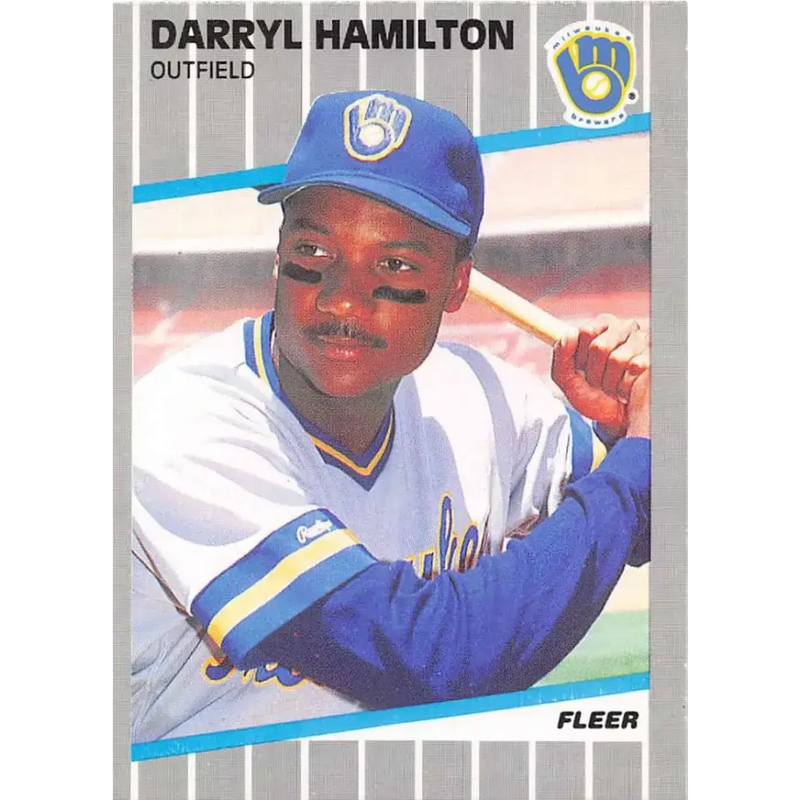 1989 Fleer #187 Darryl Hamilton EX Excellent RC Rookie Milwaukee Brewers Baseball Card - Baseball Card Single