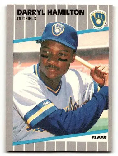 Darryl Hamilton Milwaukee baseball card from 1989 Fleer series in NM condition